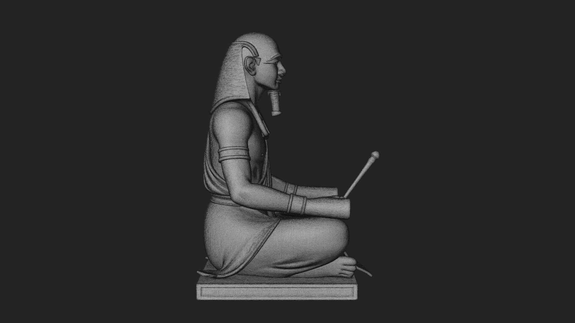 Seated Egyptian Scribe Statue Design 1 3D Print Model 3D Model
