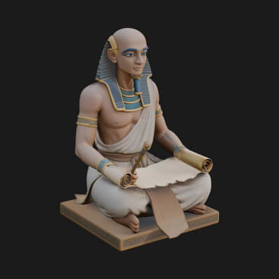 Seated Egyptian Scribe Statue Design 1 3D Print Model