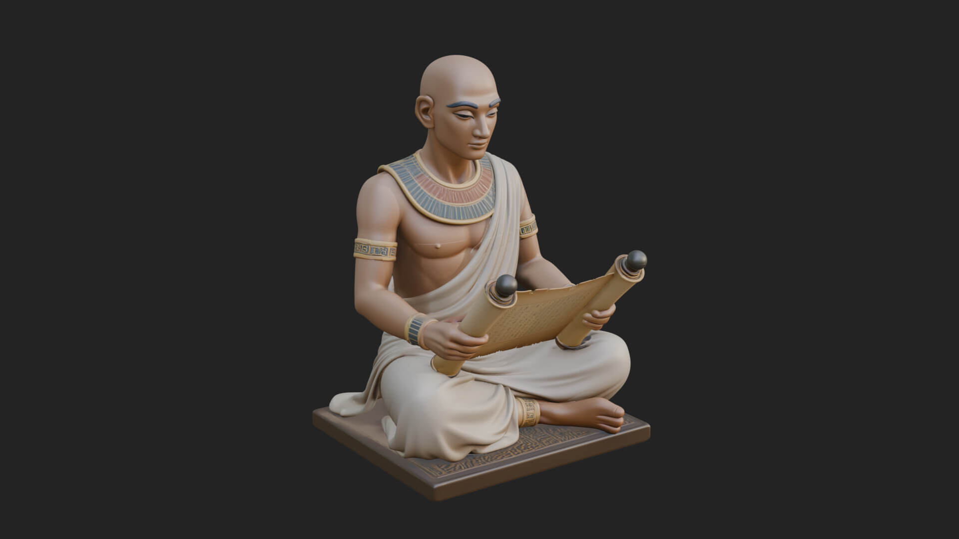 Seated Egyptian Scribe Statue Design 2 3D Print Model 3D Model