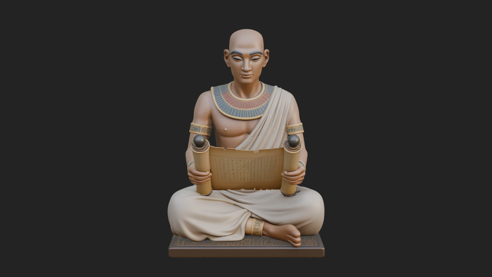 Seated Egyptian Scribe Statue Design 2 3D Print Model 3D Model
