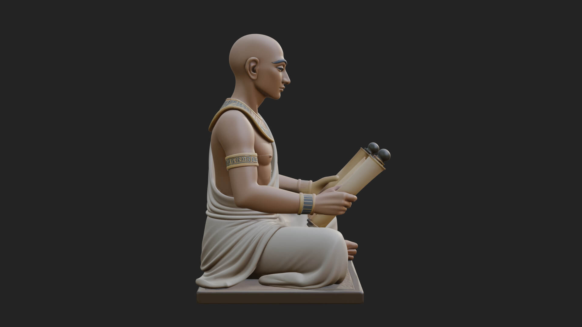 Seated Egyptian Scribe Statue Design 2 3D Print Model 3D Model