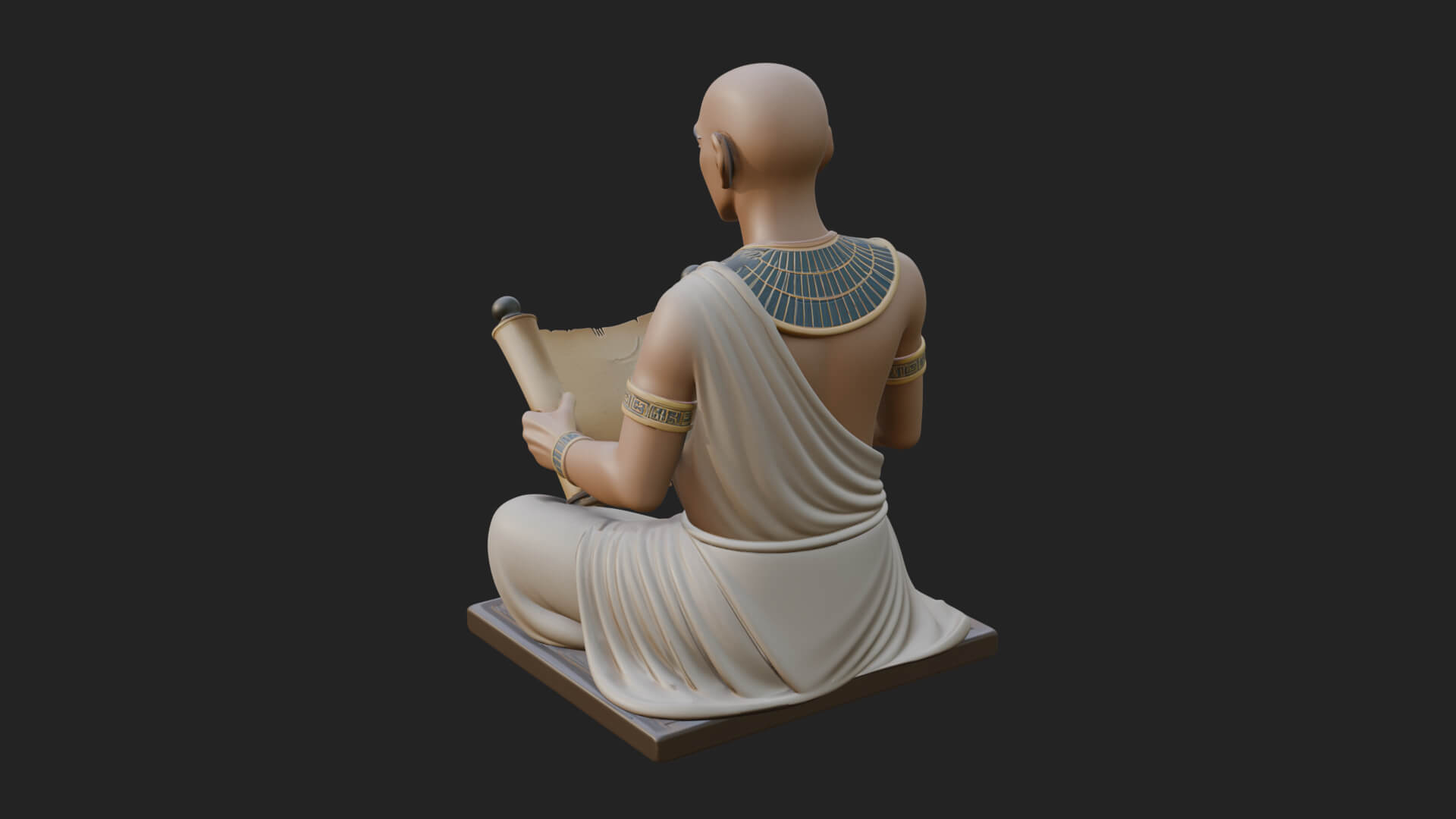 Seated Egyptian Scribe Statue Design 2 3D Print Model 3D Model