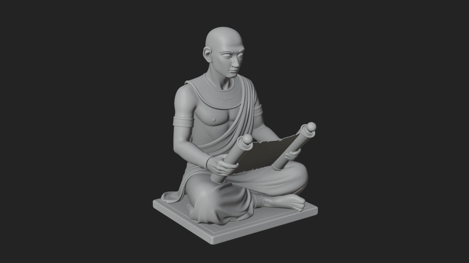 Seated Egyptian Scribe Statue Design 2 3D Print Model 3D Model