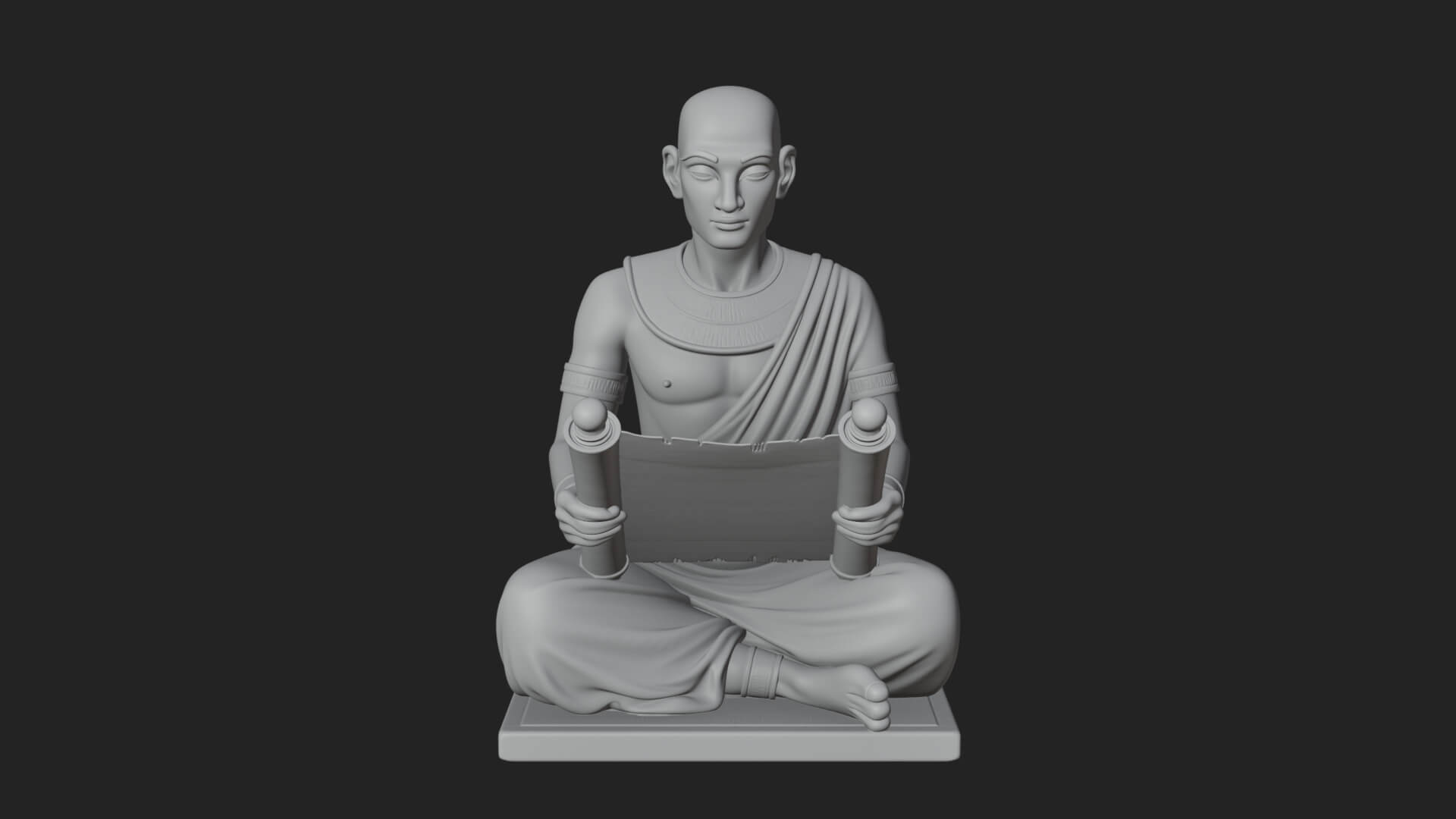 Seated Egyptian Scribe Statue Design 2 3D Print Model 3D Model