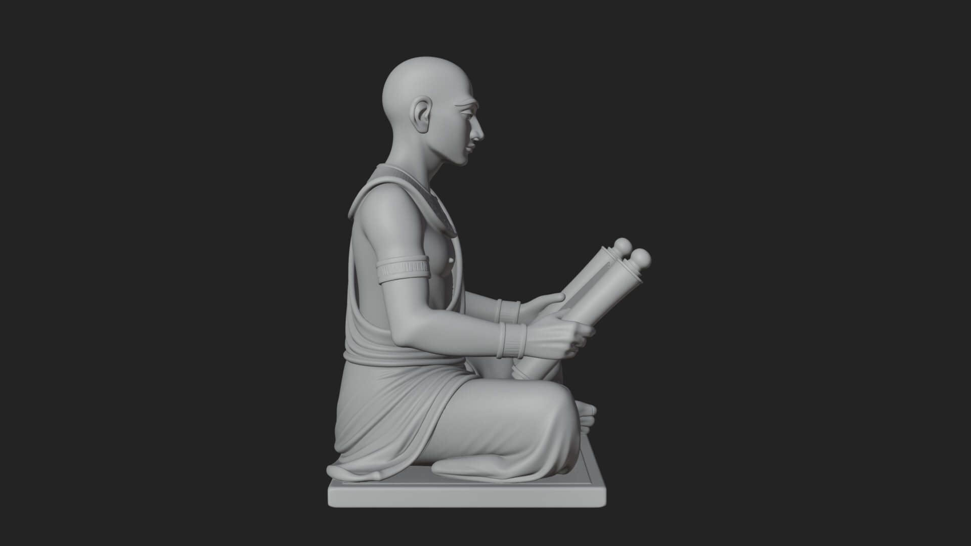 Seated Egyptian Scribe Statue Design 2 3D Print Model 3D Model