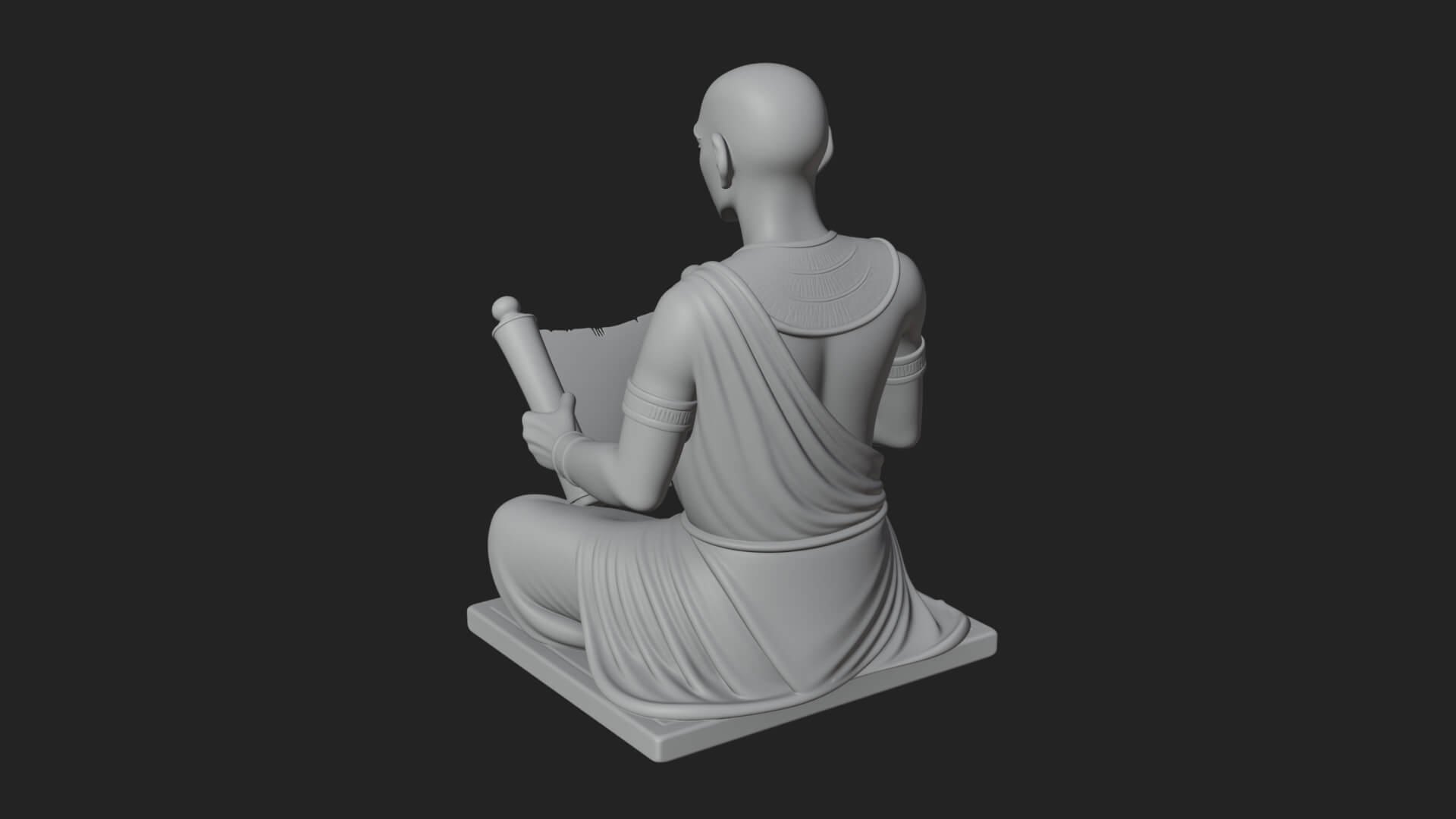 Seated Egyptian Scribe Statue Design 2 3D Print Model 3D Model