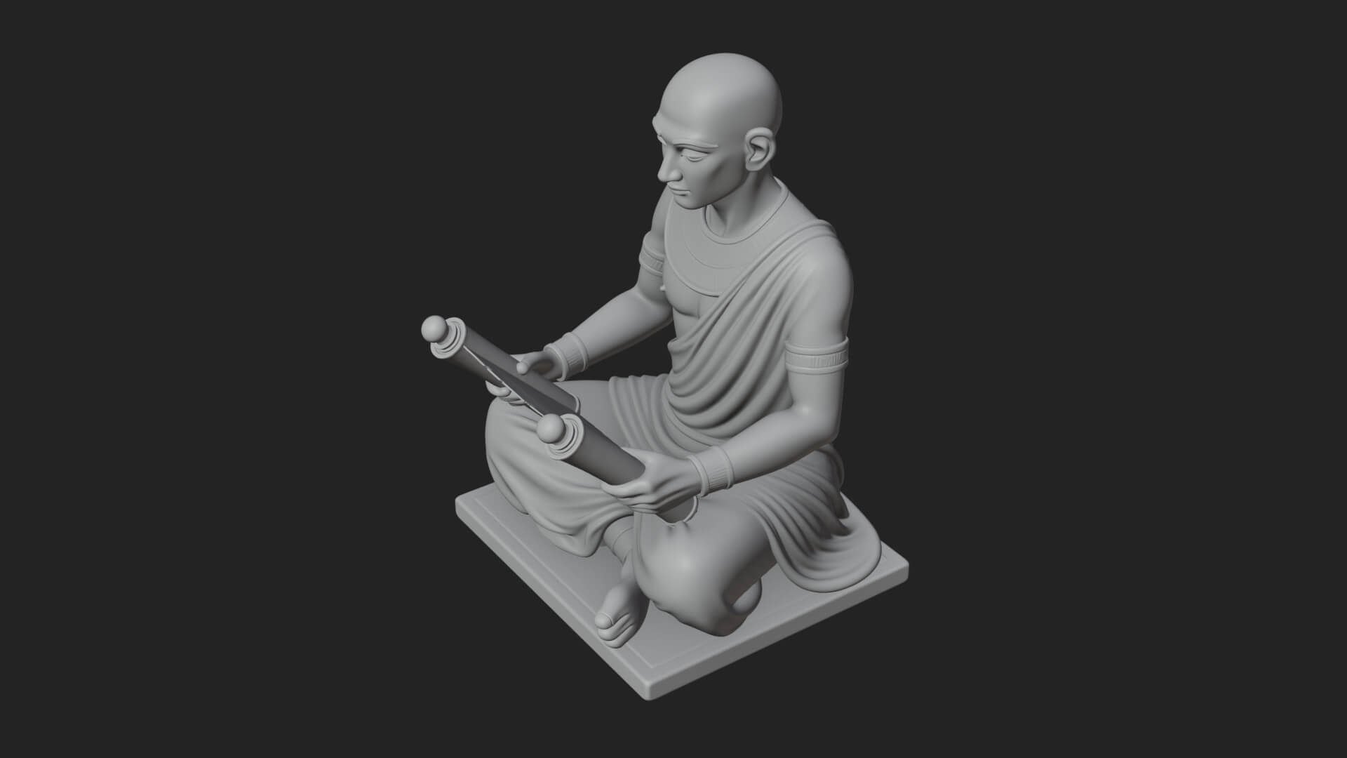 Seated Egyptian Scribe Statue Design 2 3D Print Model 3D Model