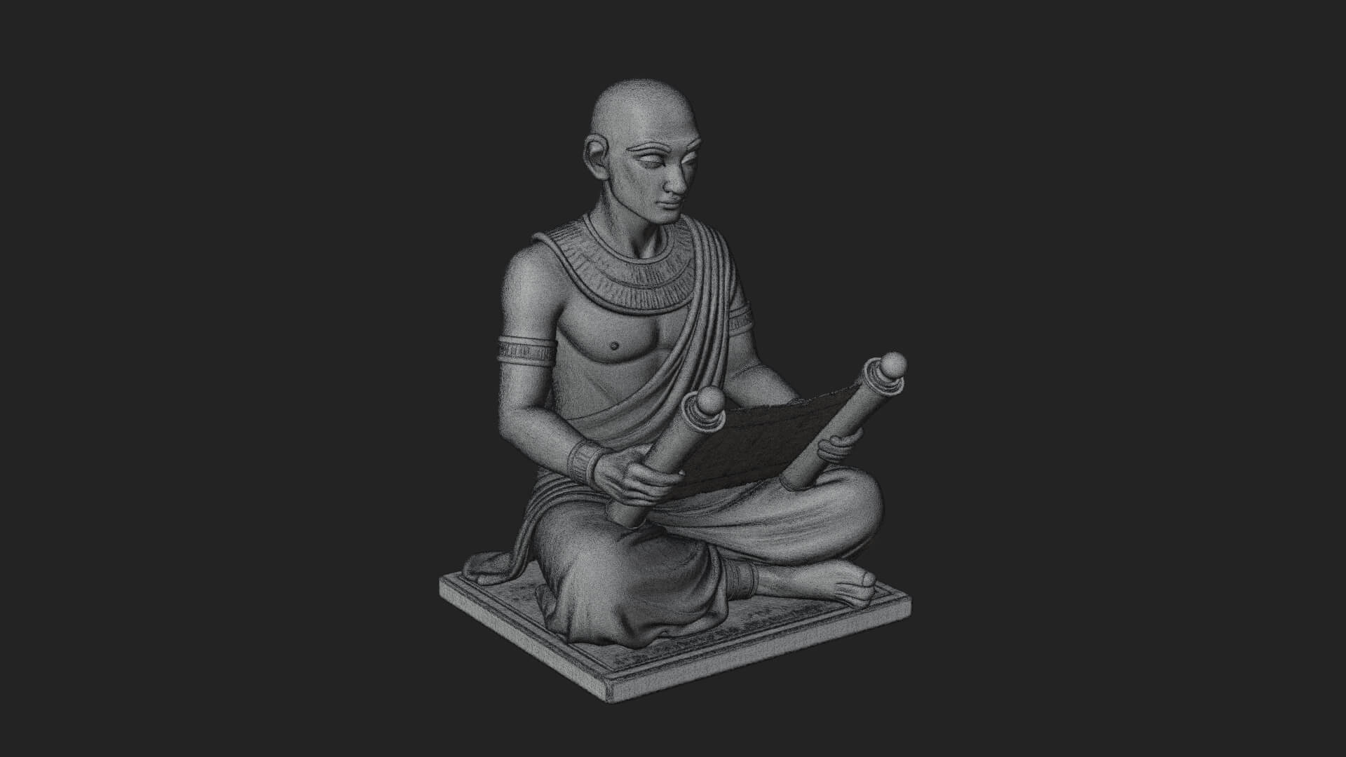 Seated Egyptian Scribe Statue Design 2 3D Print Model 3D Model