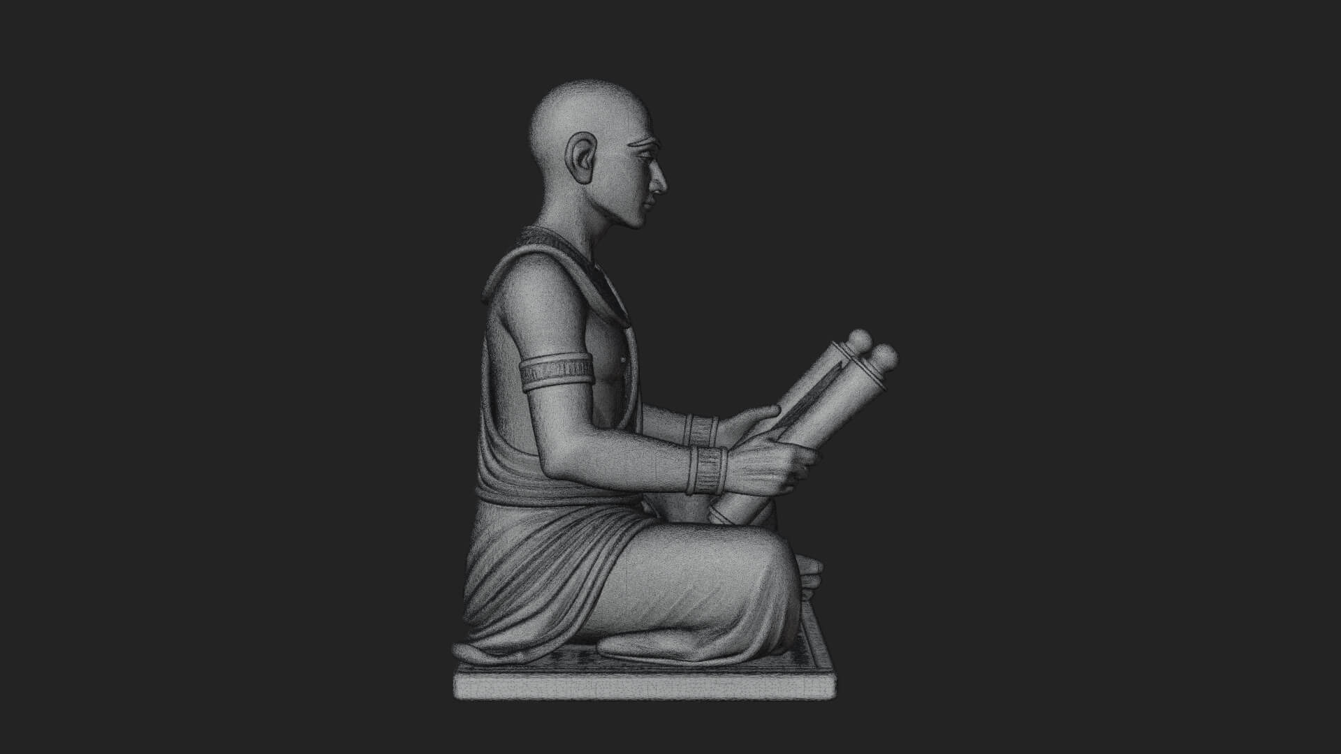 Seated Egyptian Scribe Statue Design 2 3D Print Model 3D Model
