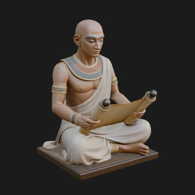 Seated Egyptian Scribe Statue Design 2 3D Print Model