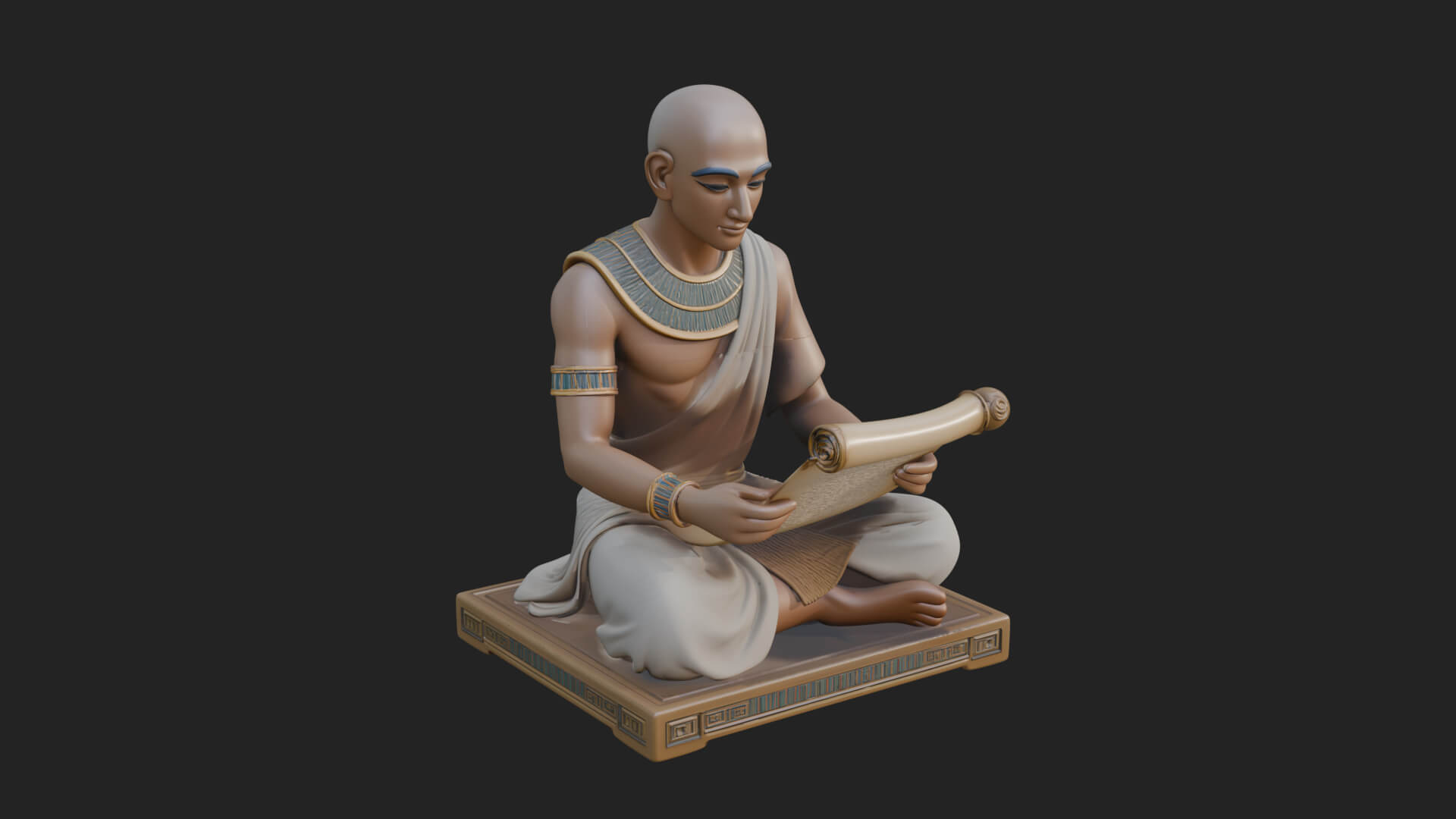 Seated Egyptian Scribe Statue Design 3 3D Print Model 3D Model