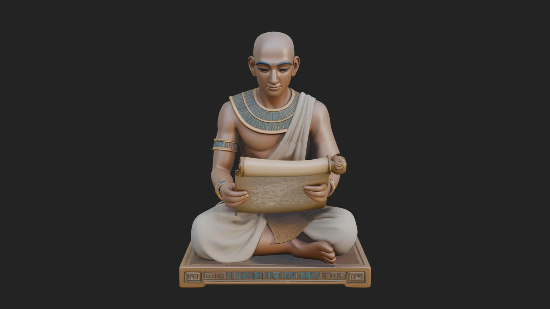 Seated Egyptian Scribe Statue Design 3 3D Print Model 3D Model