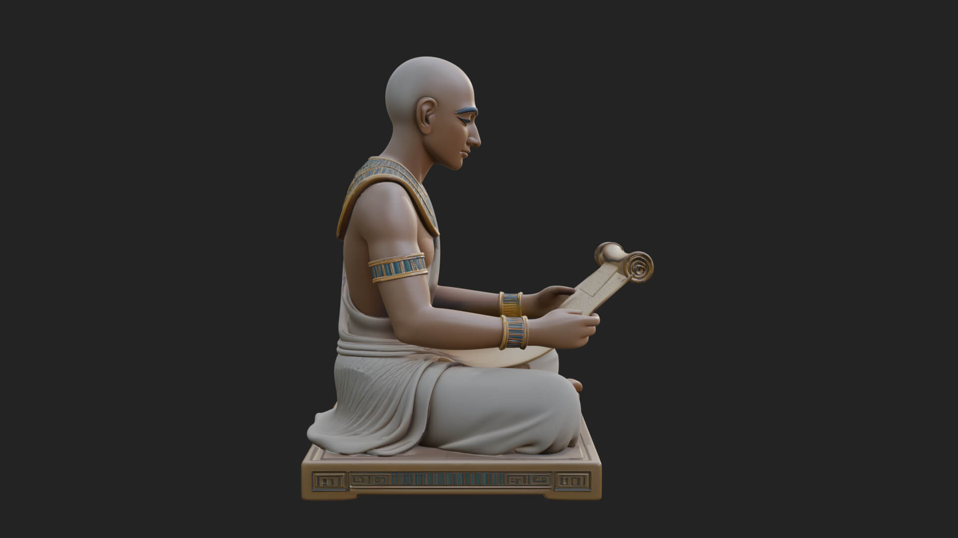 Seated Egyptian Scribe Statue Design 3 3D Print Model 3D Model