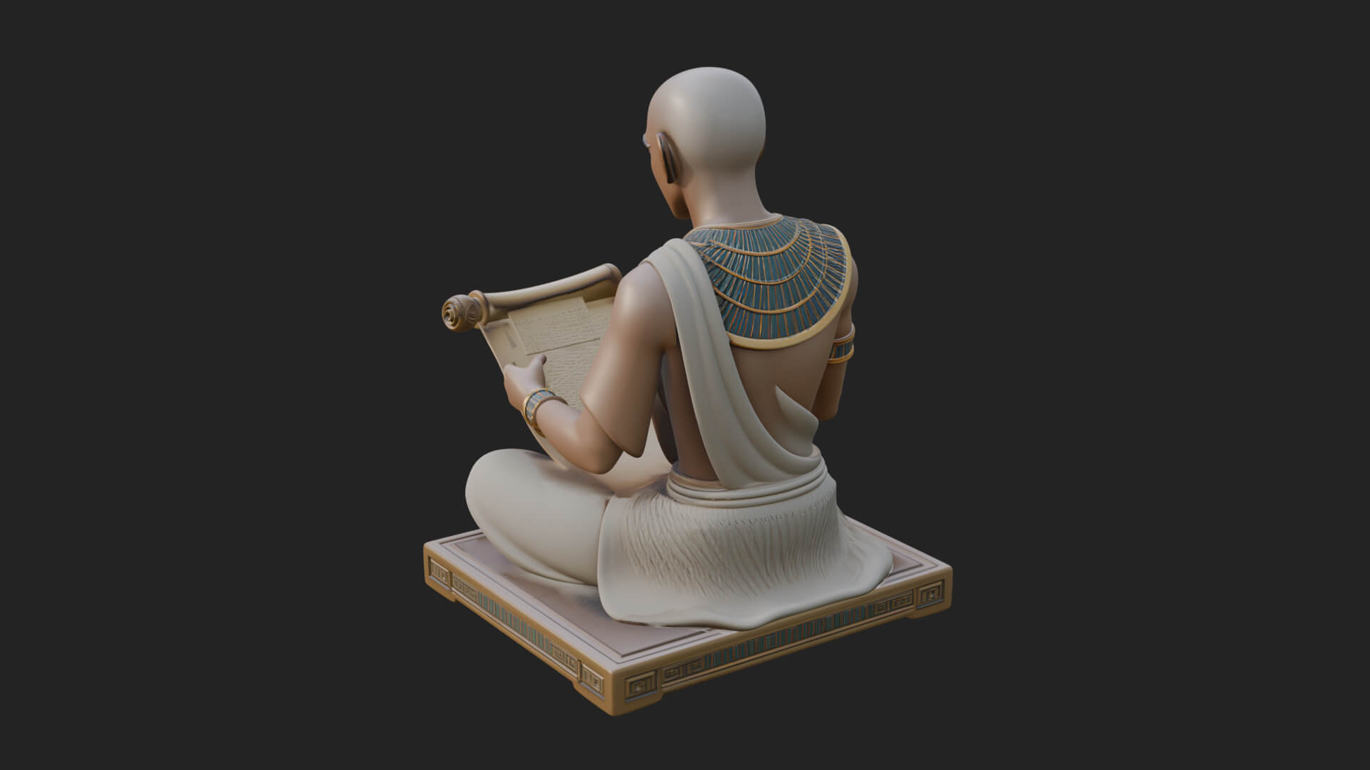 Seated Egyptian Scribe Statue Design 3 3D Print Model 3D Model