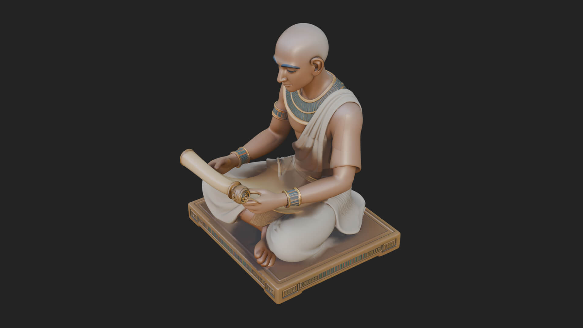 Seated Egyptian Scribe Statue Design 3 3D Print Model 3D Model