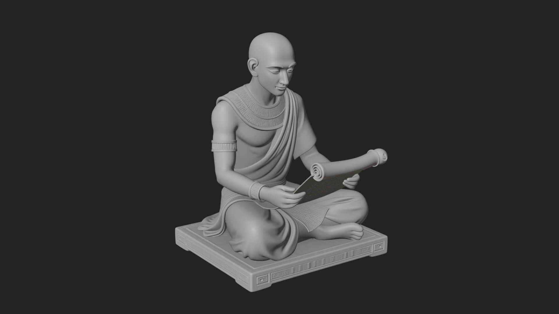 Seated Egyptian Scribe Statue Design 3 3D Print Model 3D Model