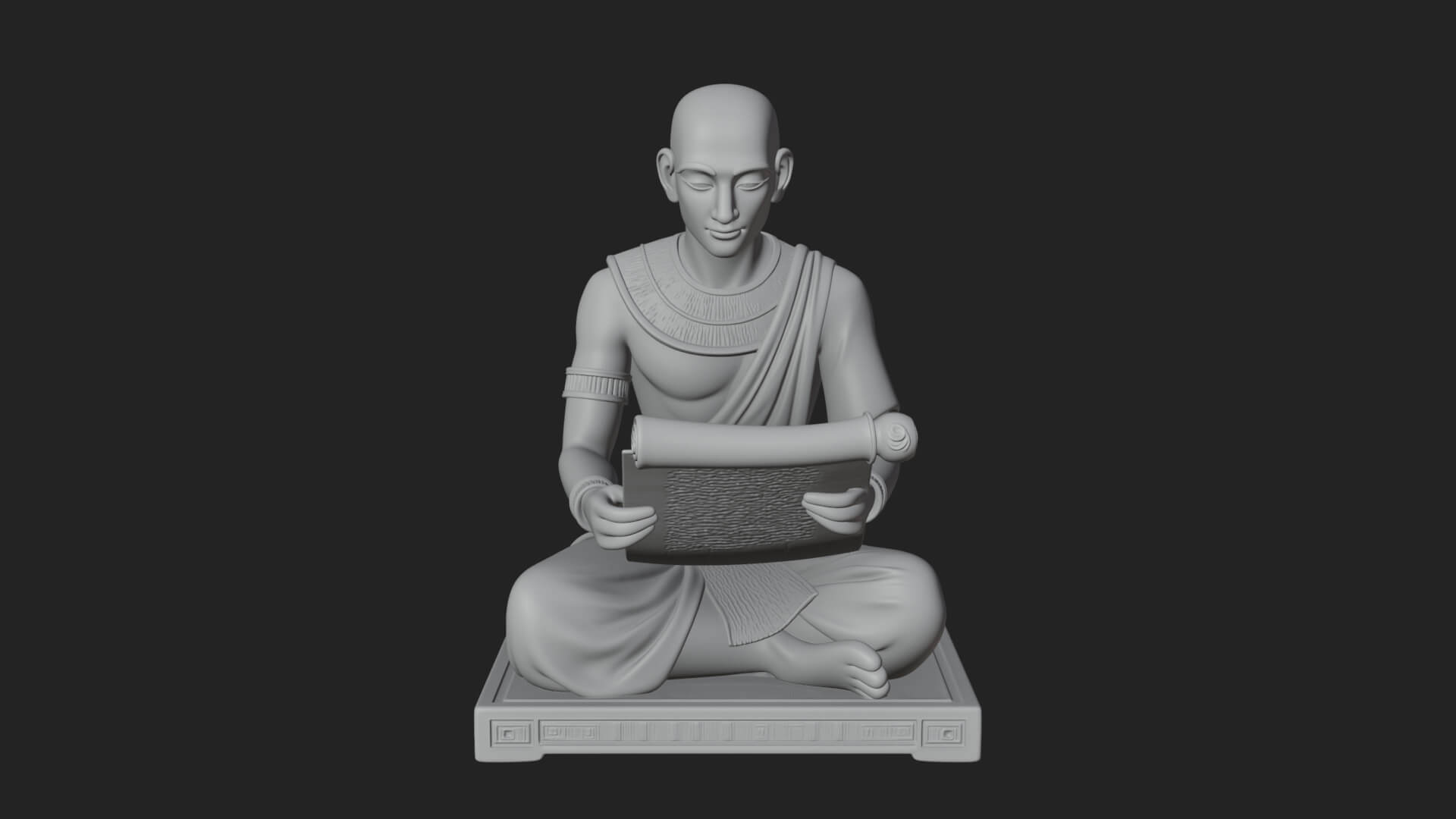 Seated Egyptian Scribe Statue Design 3 3D Print Model 3D Model