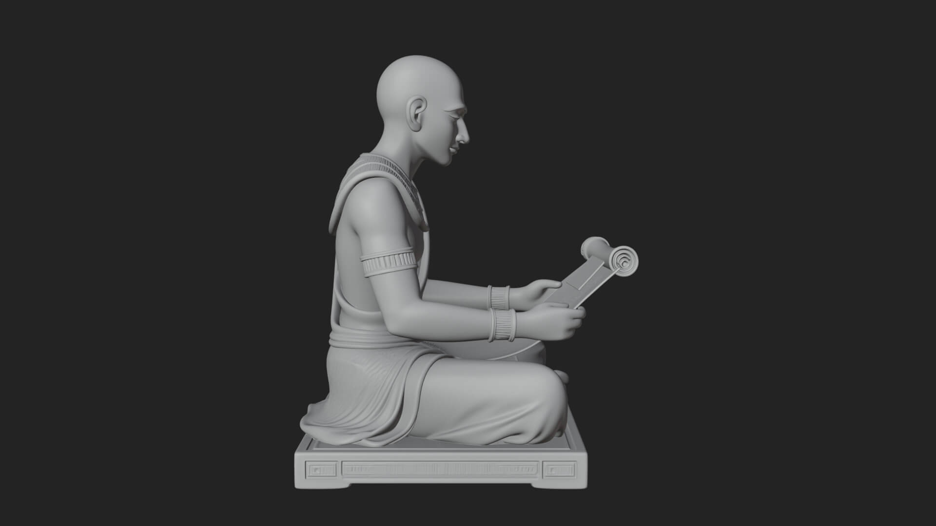 Seated Egyptian Scribe Statue Design 3 3D Print Model 3D Model