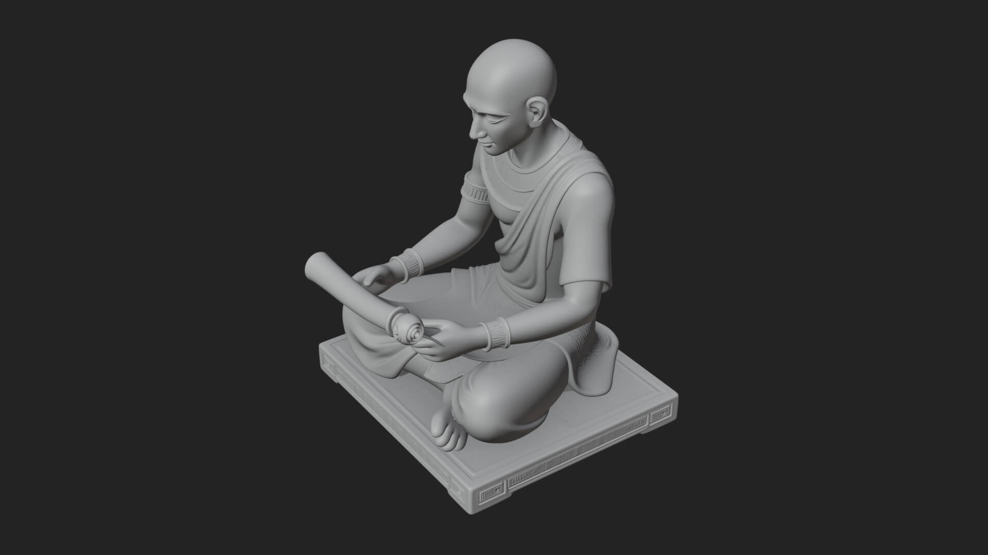 Seated Egyptian Scribe Statue Design 3 3D Print Model 3D Model