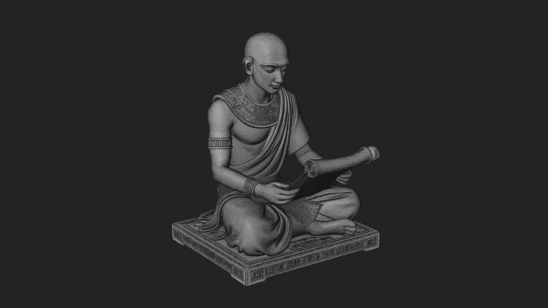 Seated Egyptian Scribe Statue Design 3 3D Print Model 3D Model