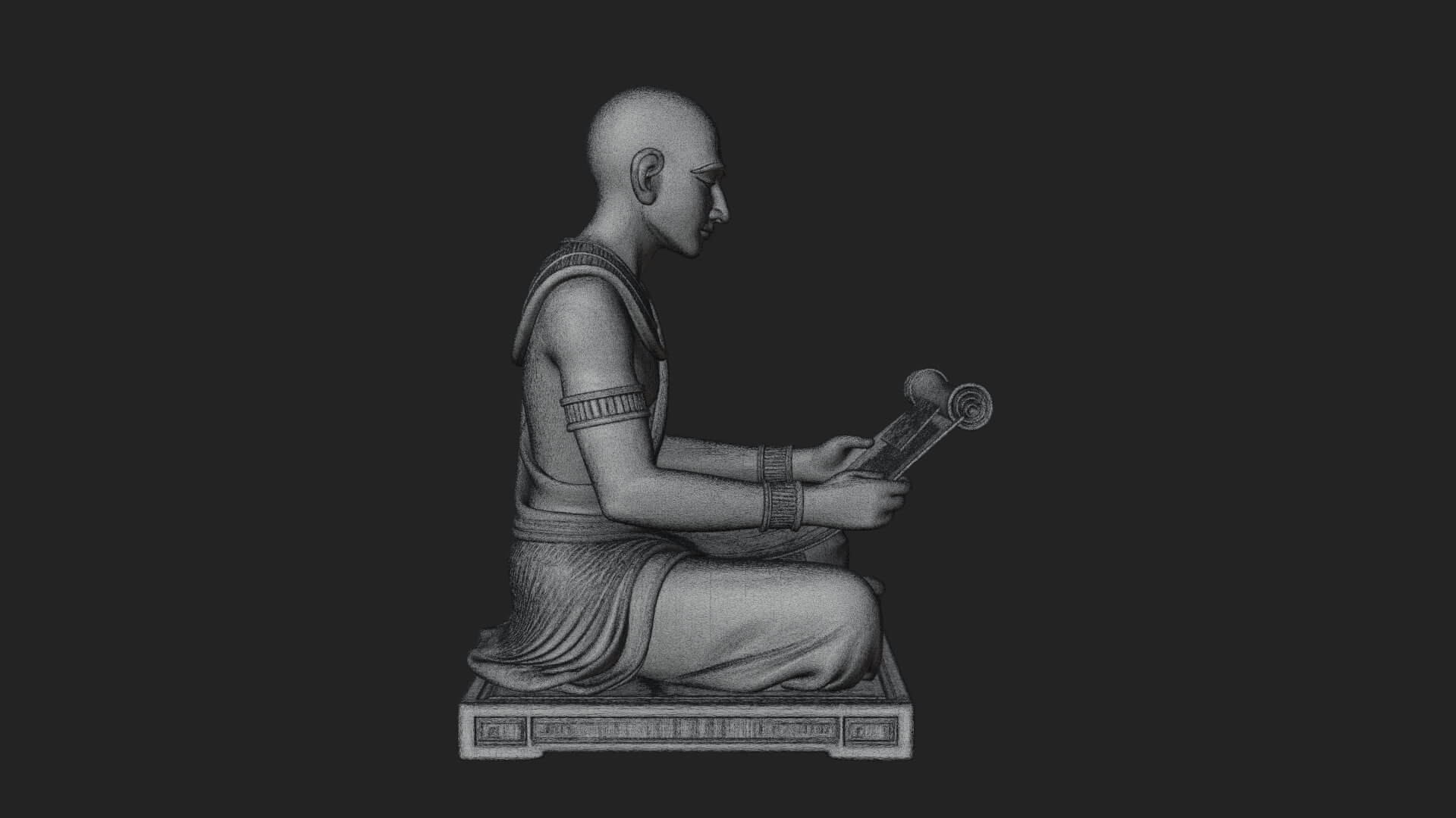 Seated Egyptian Scribe Statue Design 3 3D Print Model 3D Model