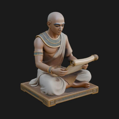 Seated Egyptian Scribe Statue Design 3 3D Print Model