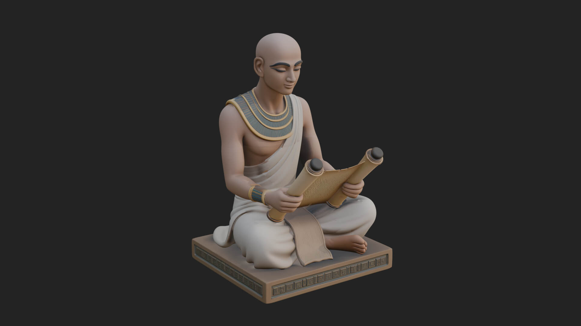 Seated Egyptian Scribe Statue Design 4 3D Print Model 3D Model