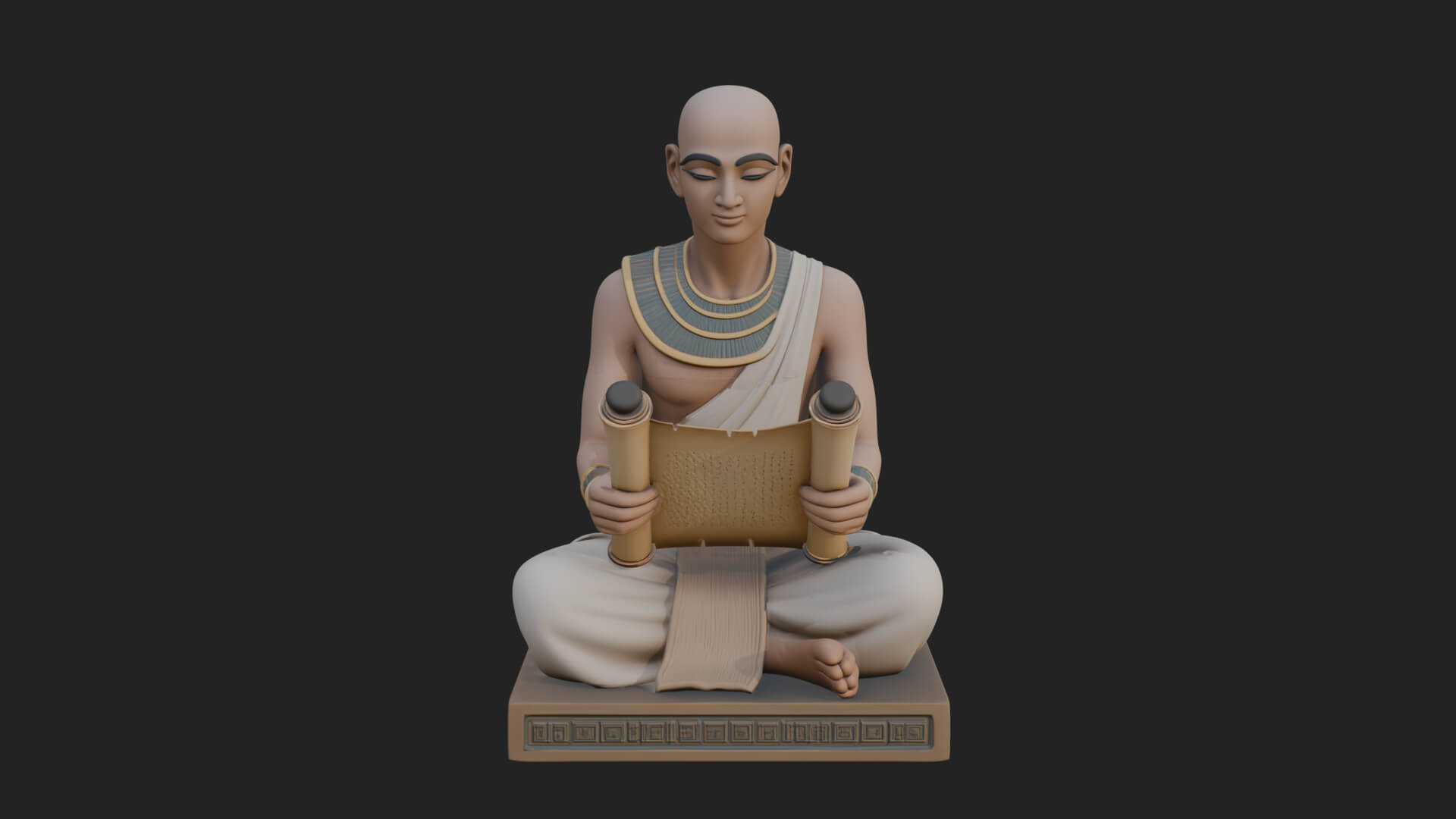 Seated Egyptian Scribe Statue Design 4 3D Print Model 3D Model