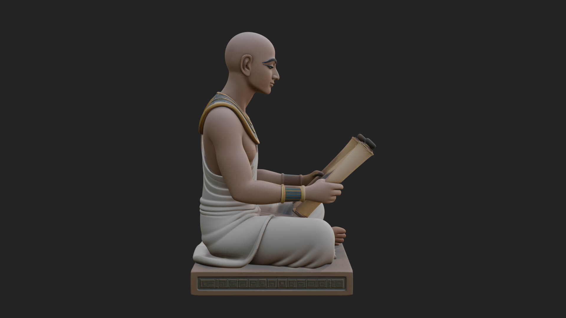 Seated Egyptian Scribe Statue Design 4 3D Print Model 3D Model