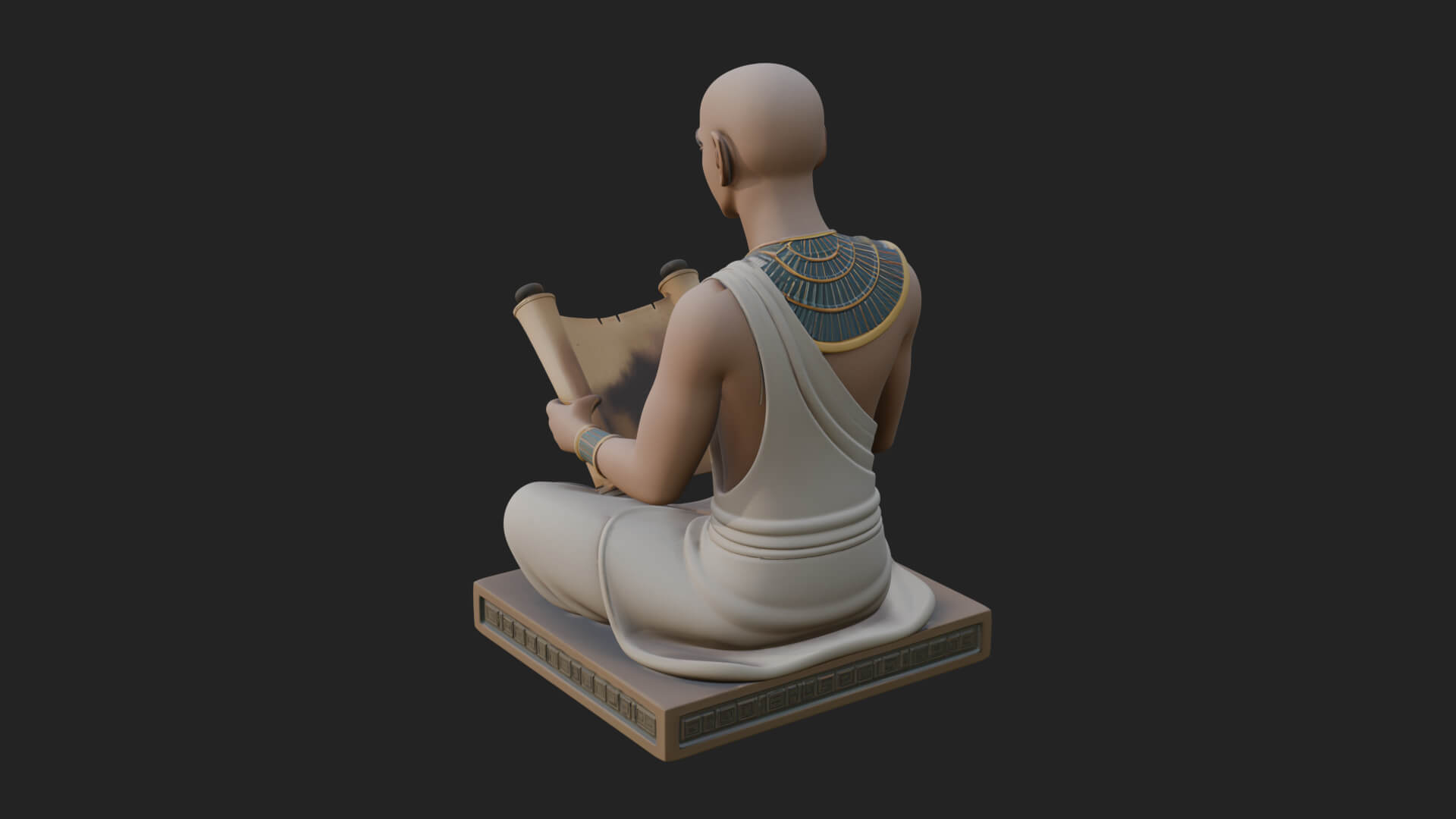 Seated Egyptian Scribe Statue Design 4 3D Print Model 3D Model
