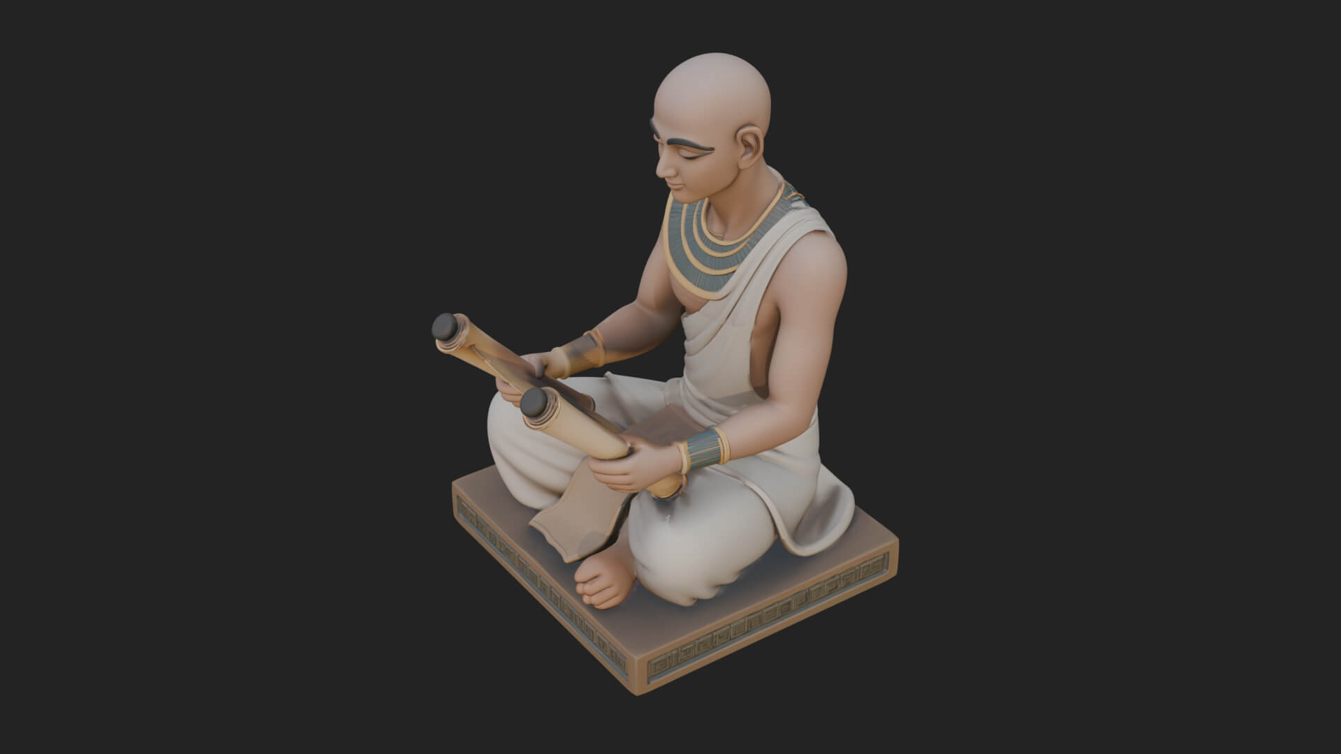 Seated Egyptian Scribe Statue Design 4 3D Print Model 3D Model