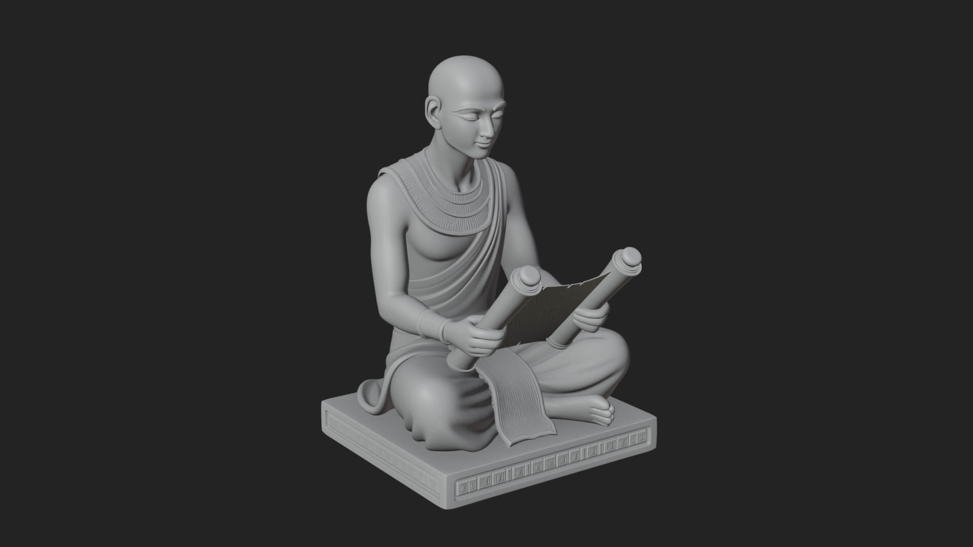 Seated Egyptian Scribe Statue Design 4 3D Print Model 3D Model