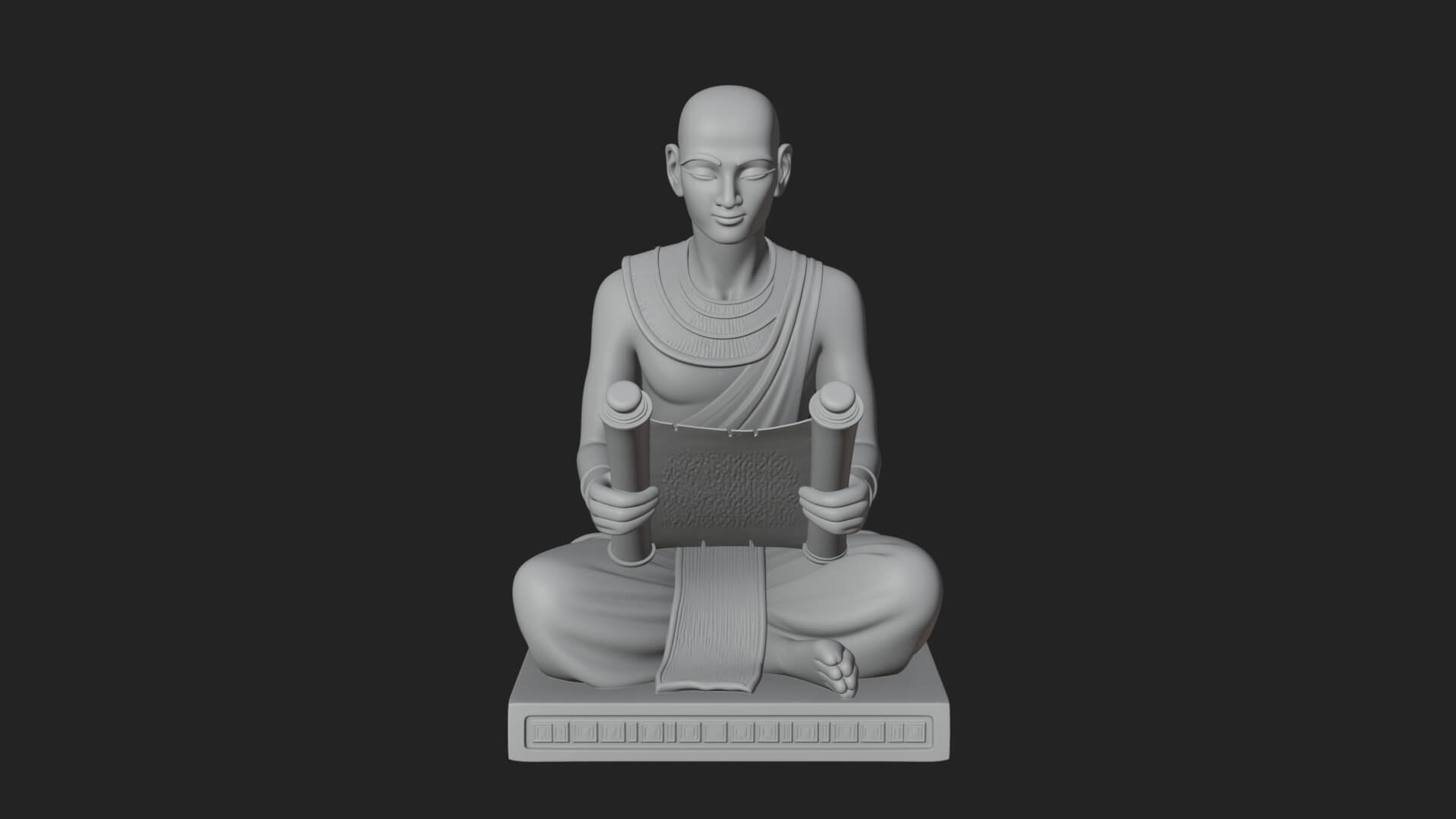 Seated Egyptian Scribe Statue Design 4 3D Print Model 3D Model