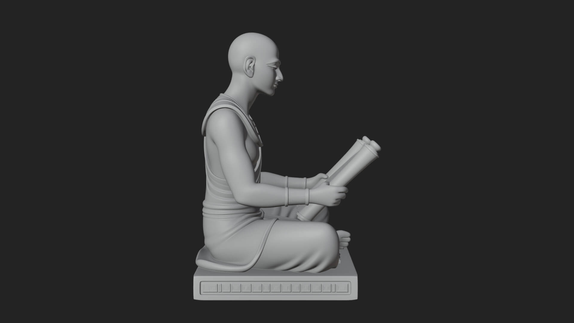 Seated Egyptian Scribe Statue Design 4 3D Print Model 3D Model