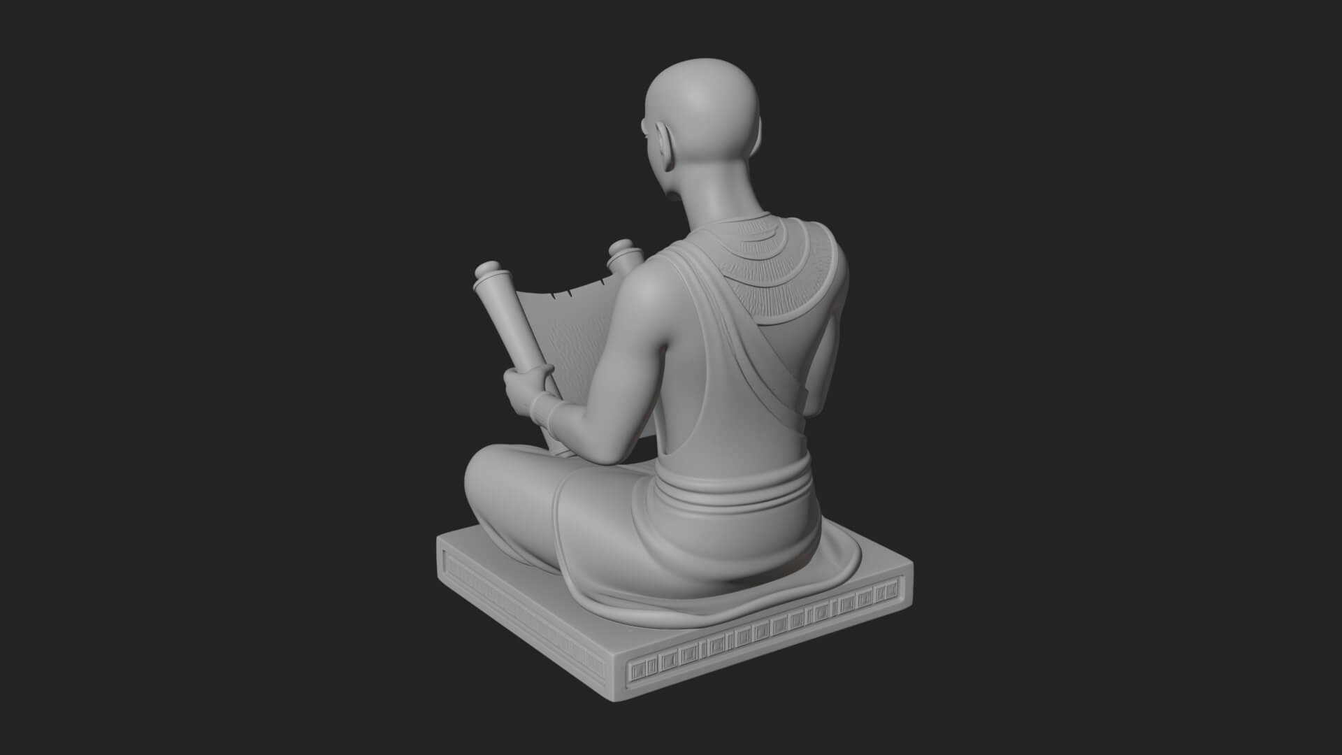 Seated Egyptian Scribe Statue Design 4 3D Print Model 3D Model