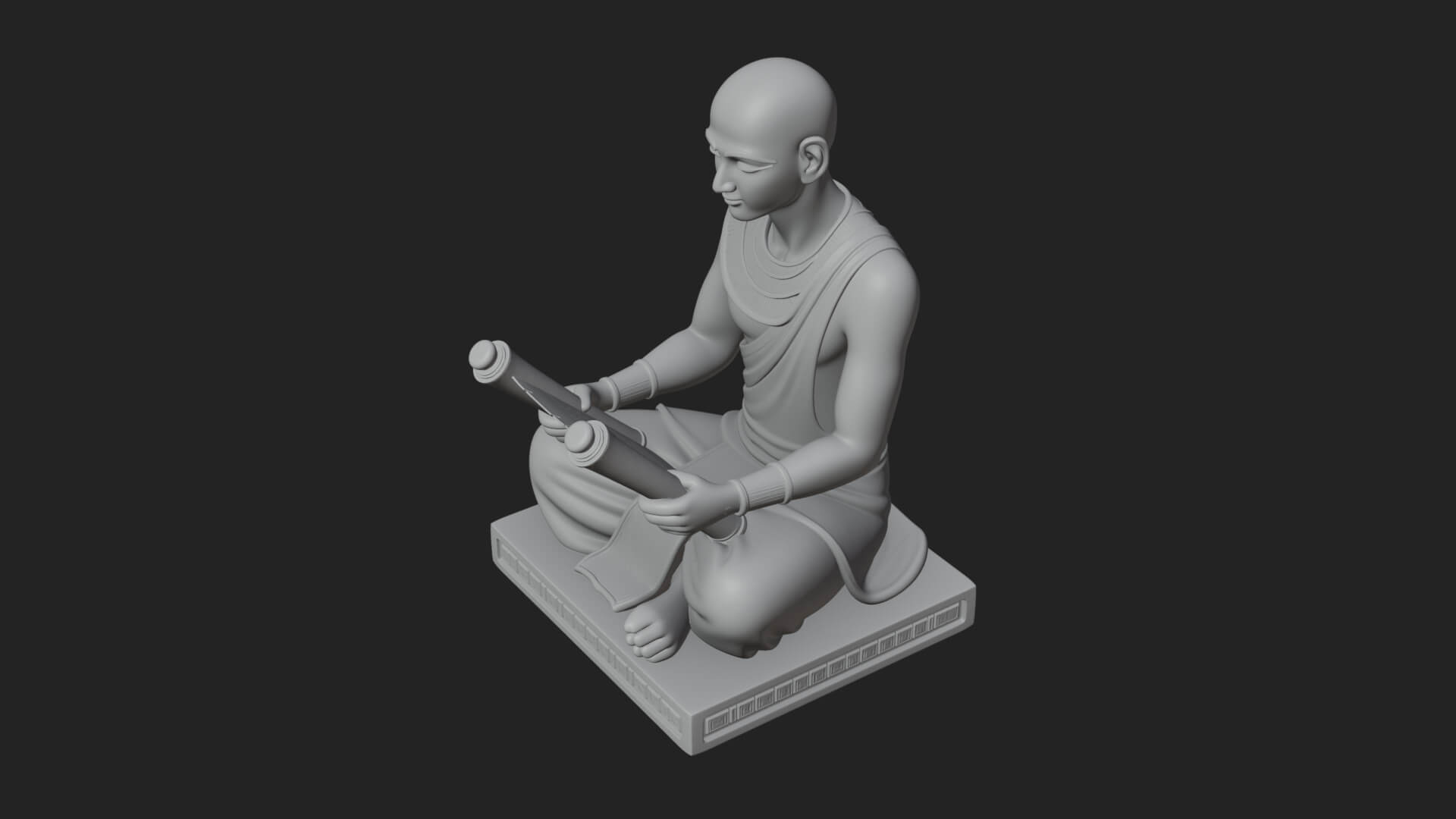 Seated Egyptian Scribe Statue Design 4 3D Print Model 3D Model