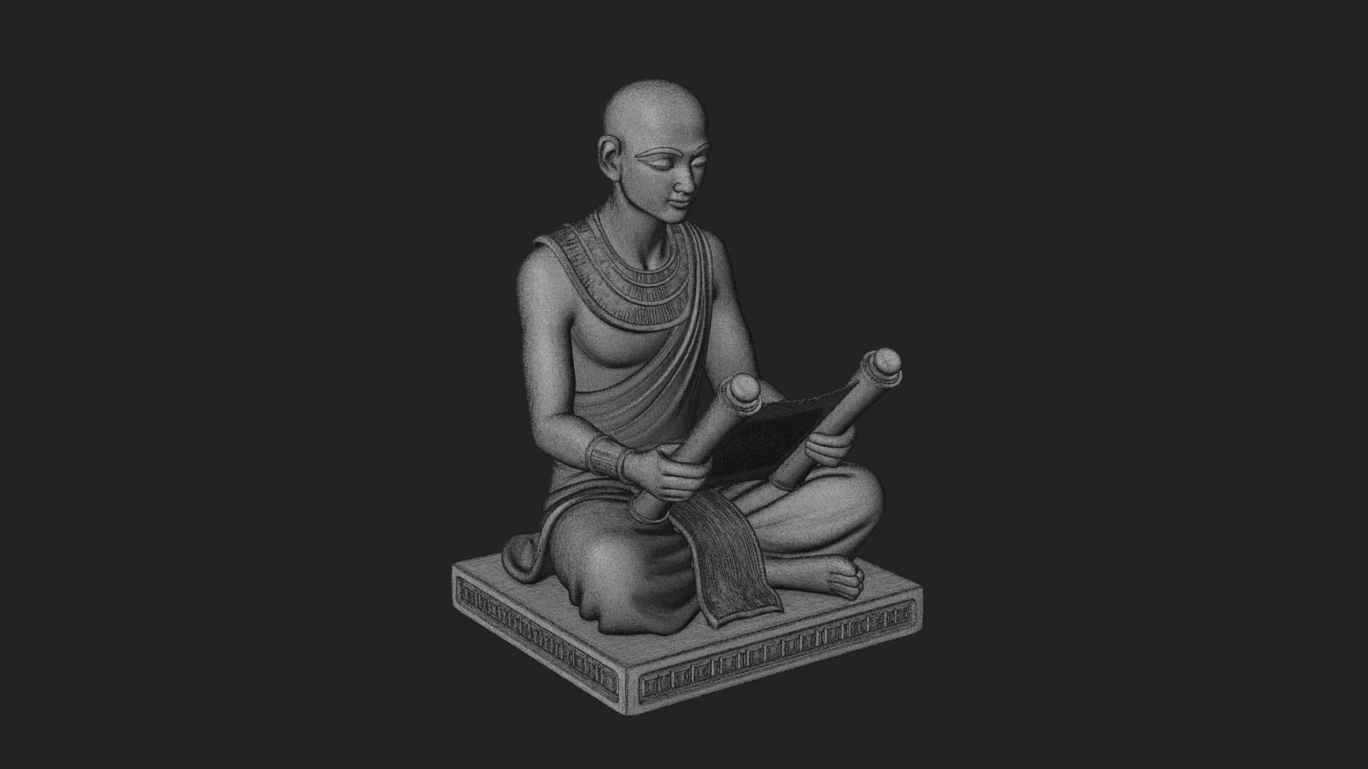 Seated Egyptian Scribe Statue Design 4 3D Print Model 3D Model