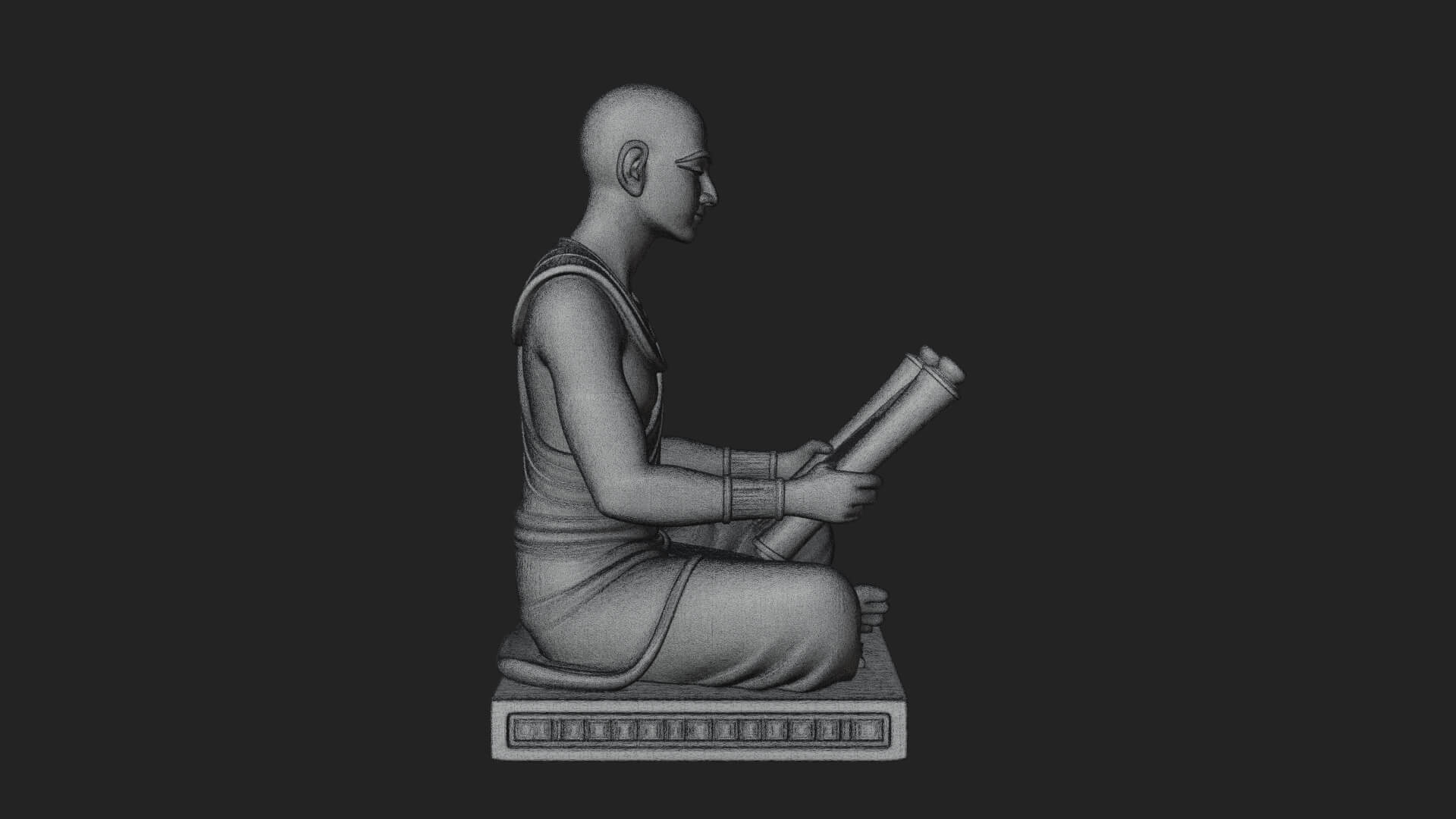 Seated Egyptian Scribe Statue Design 4 3D Print Model 3D Model