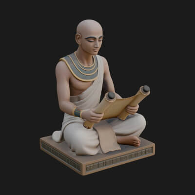 Seated Egyptian Scribe Statue Design 4 3D Print Model