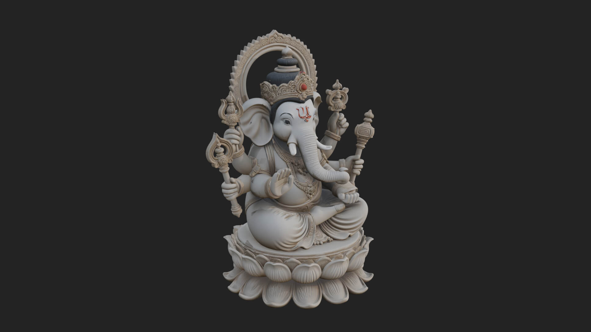Seated Ganesha on Lotus Statue Design 1 3D Print Model 3D Model