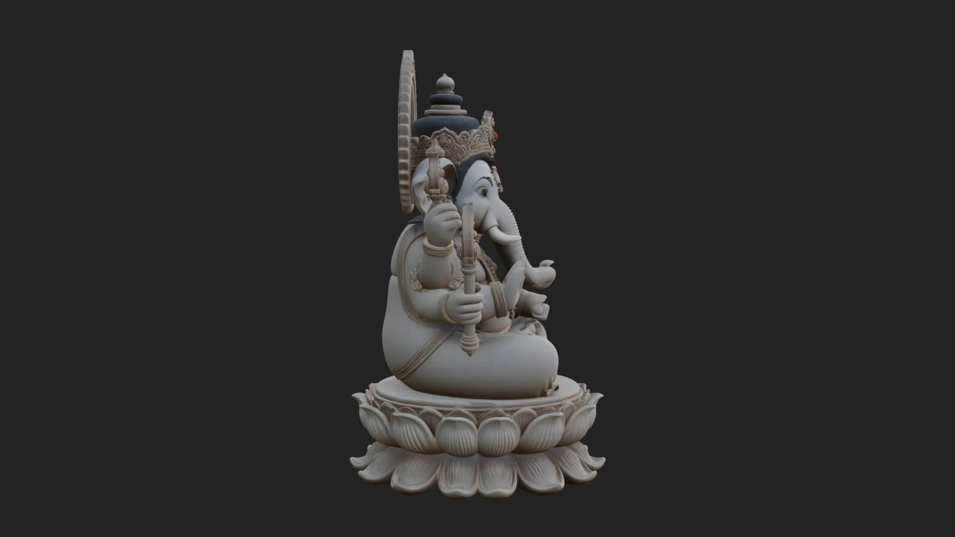 Seated Ganesha on Lotus Statue Design 1 3D Print Model 3D Model