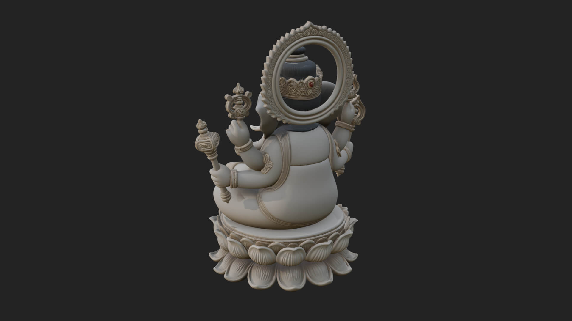 Seated Ganesha on Lotus Statue Design 1 3D Print Model 3D Model