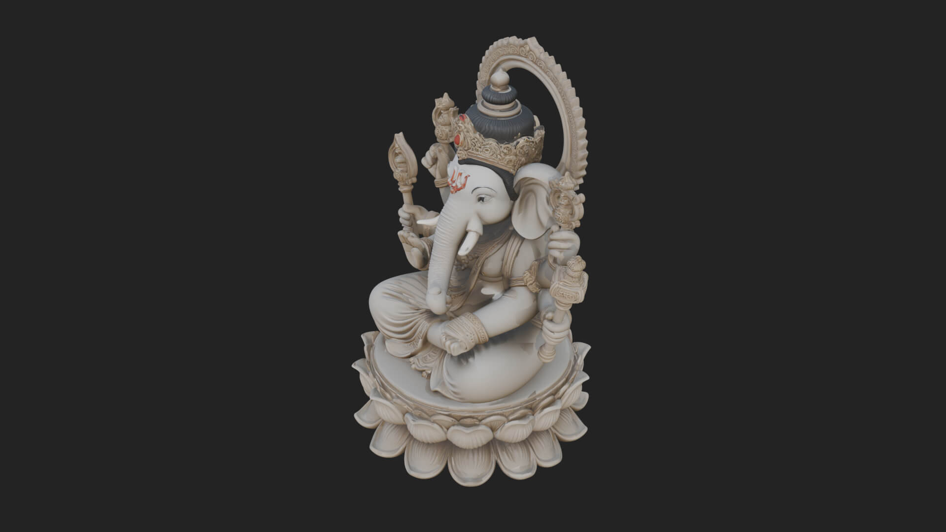 Seated Ganesha on Lotus Statue Design 1 3D Print Model 3D Model