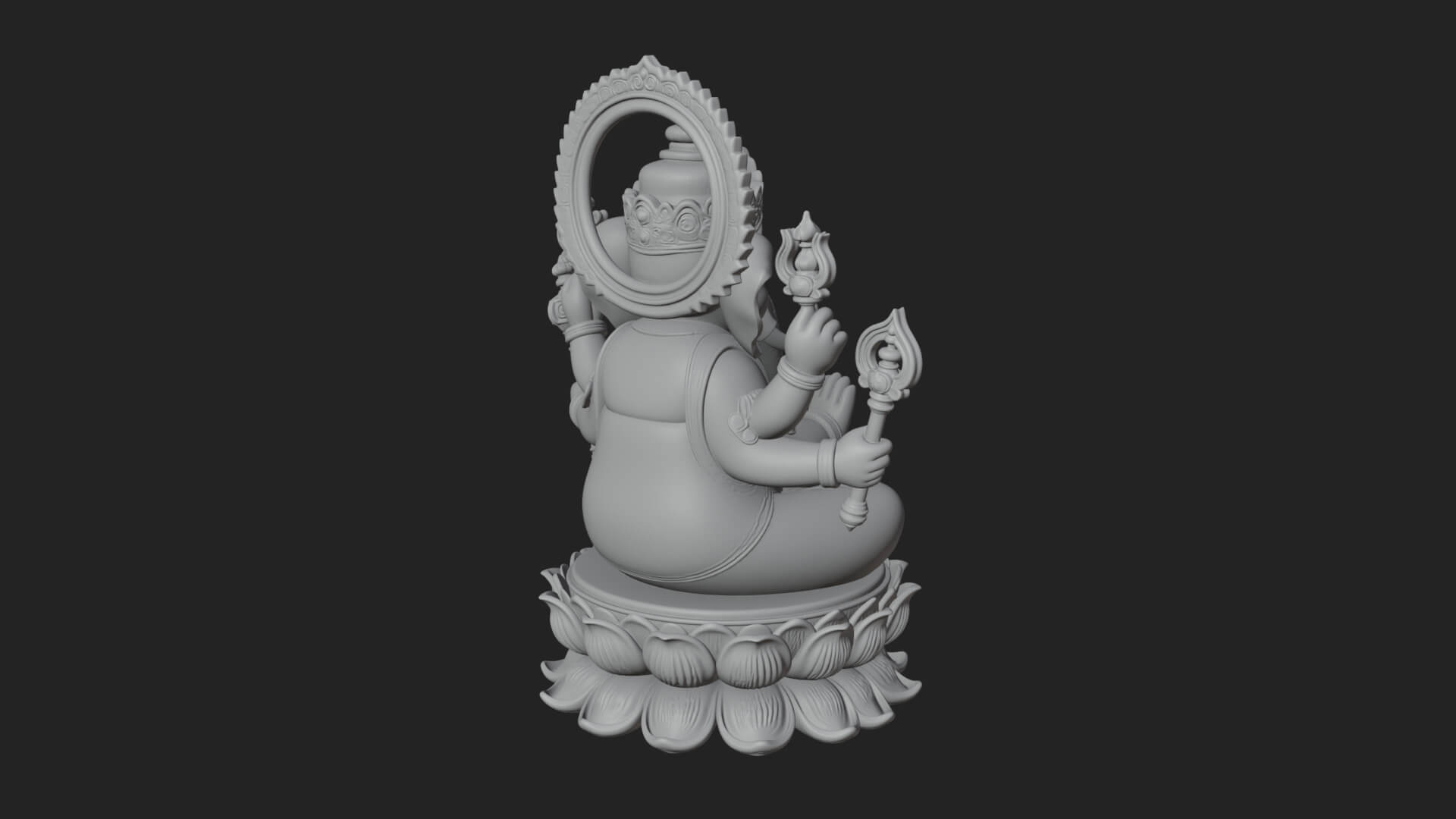 Seated Ganesha on Lotus Statue Design 1 3D Print Model 3D Model