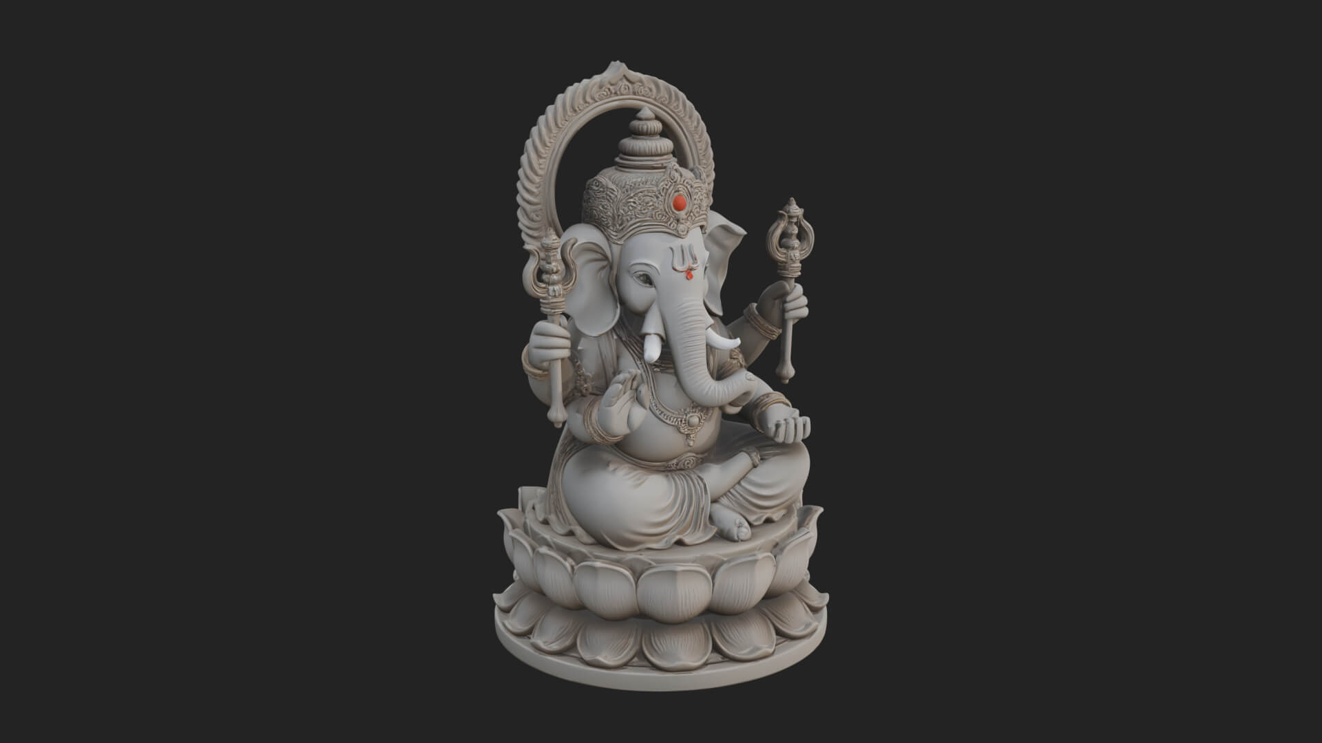Seated Ganesha on Lotus Statue Design 2 3D Print Model 3D Model