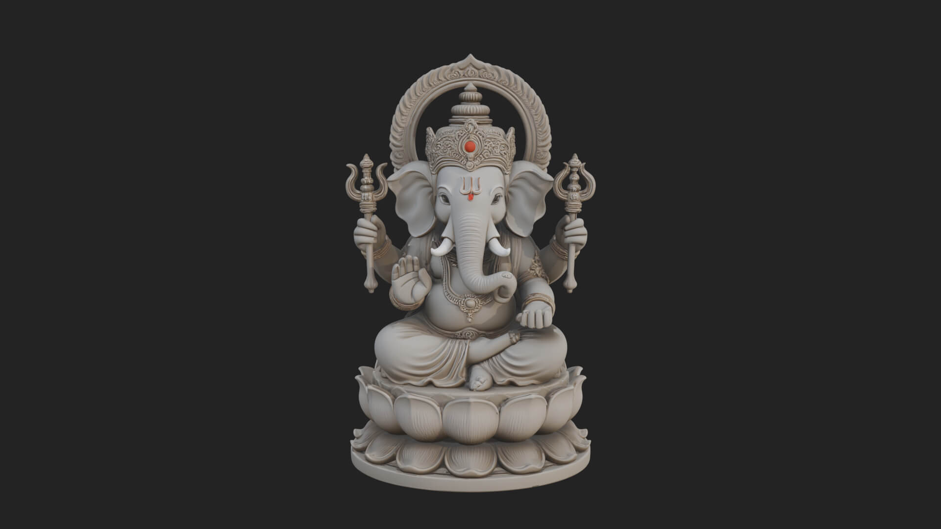 Seated Ganesha on Lotus Statue Design 2 3D Print Model 3D Model