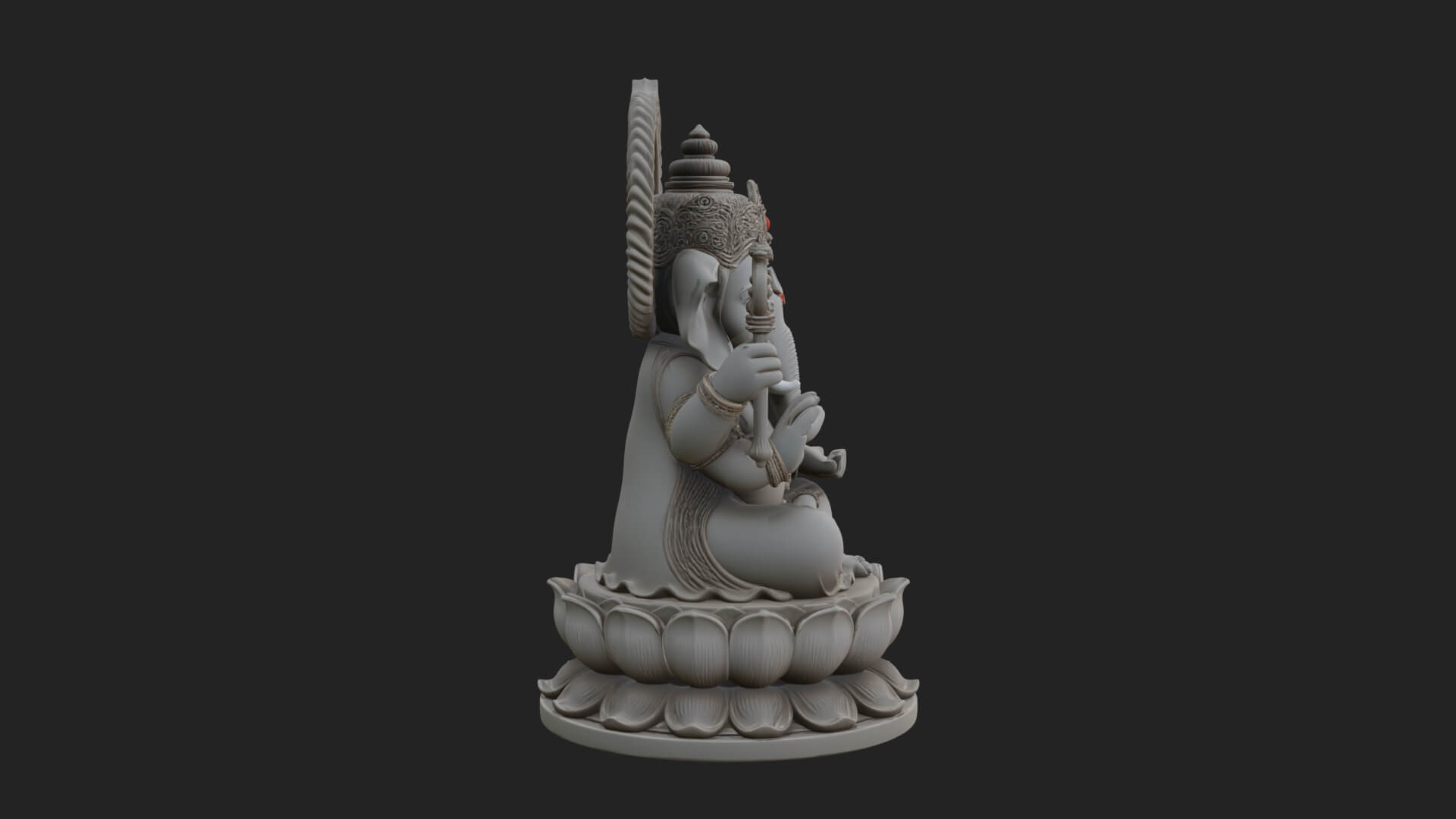 Seated Ganesha on Lotus Statue Design 2 3D Print Model 3D Model