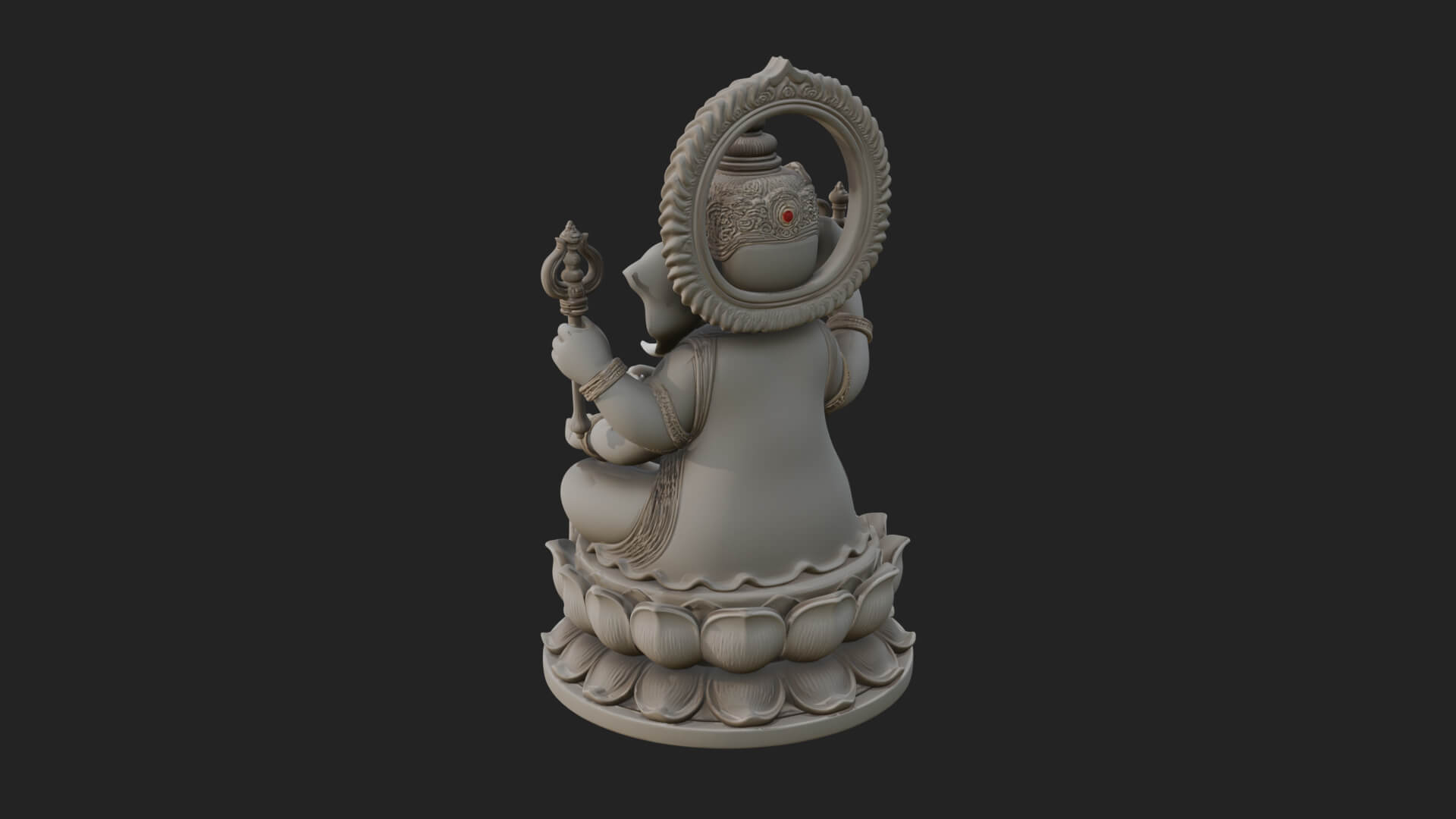 Seated Ganesha on Lotus Statue Design 2 3D Print Model 3D Model
