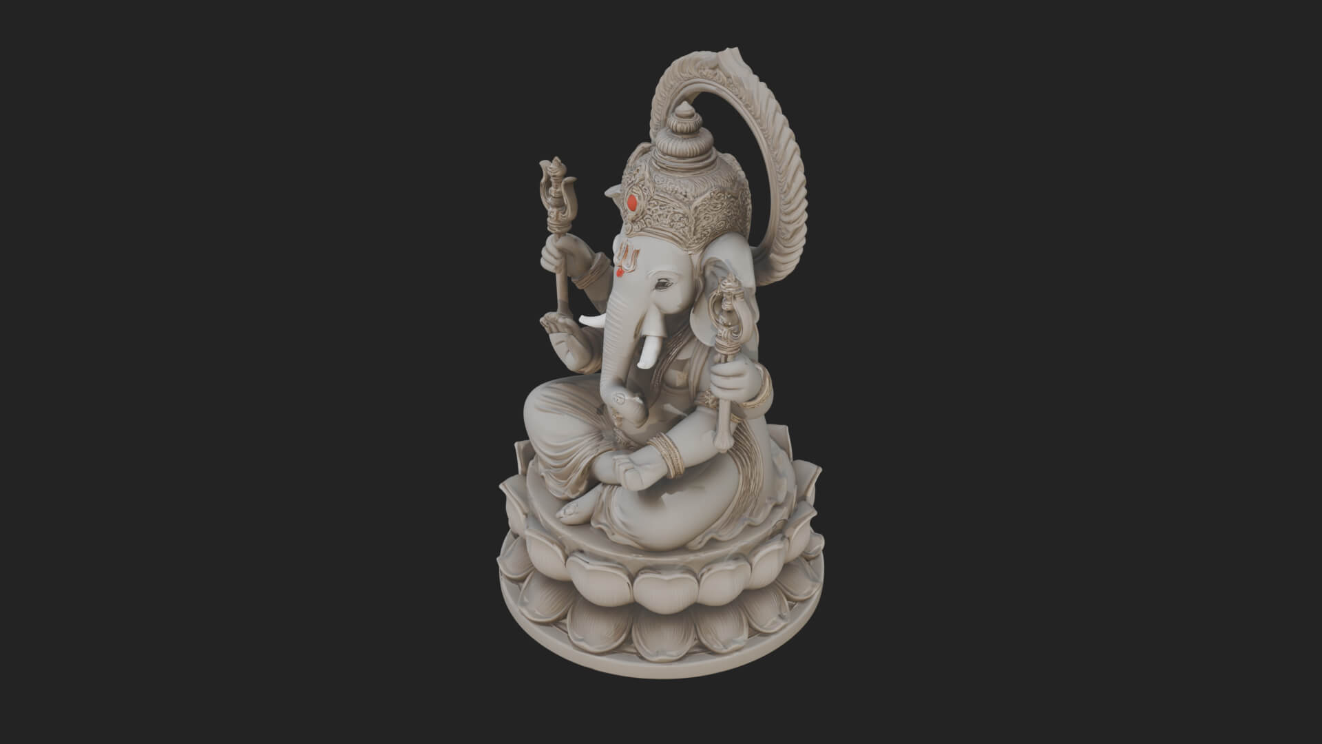Seated Ganesha on Lotus Statue Design 2 3D Print Model 3D Model