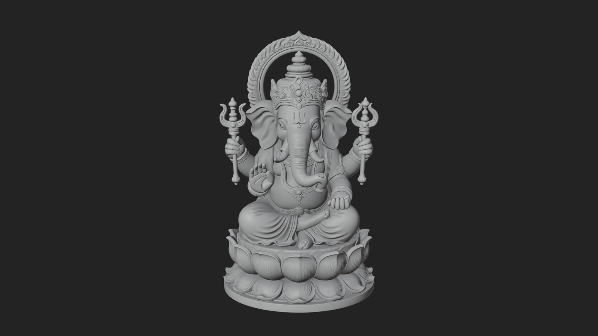 Seated Ganesha on Lotus Statue Design 2 3D Print Model 3D Model